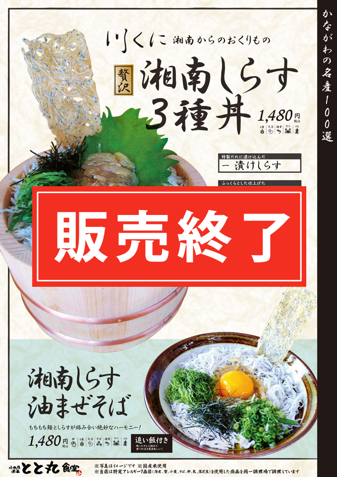 湘南しらす3種丼・湘南しらす油まぜそば