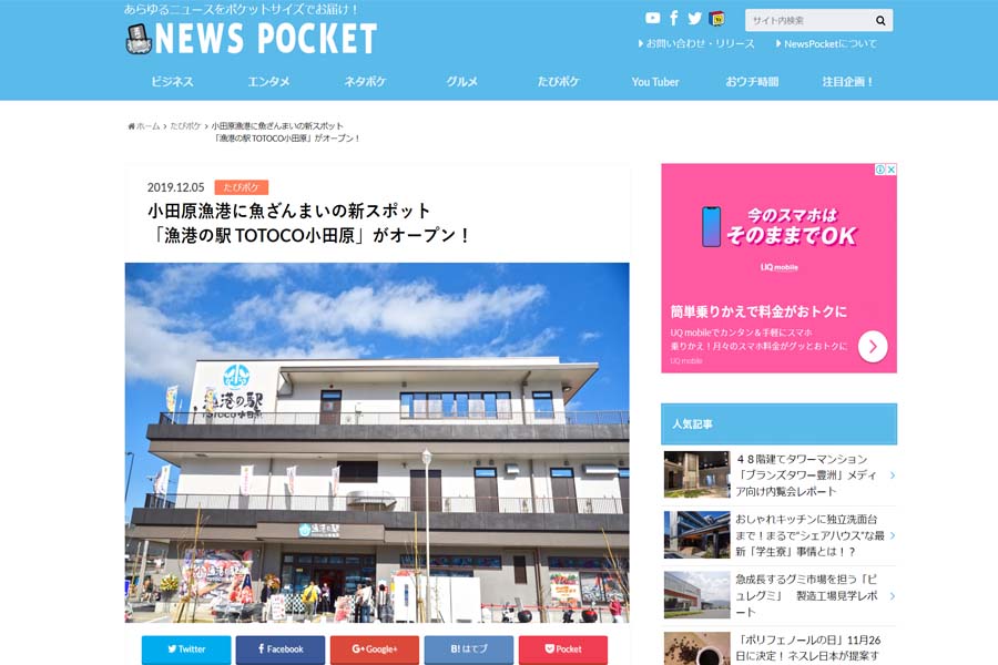 「NEWS POCKET」でご紹介いただきました。